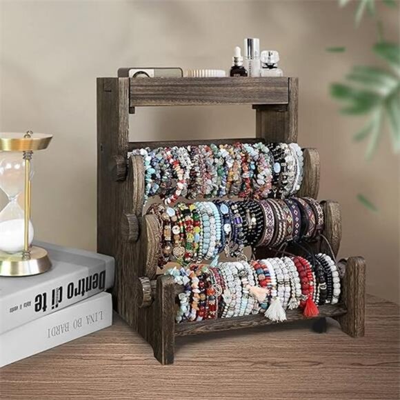 Wooden Bracelet Holder, Bangle Watch Necklace Display Storage Jewelry Holder - Picture 8 of 8